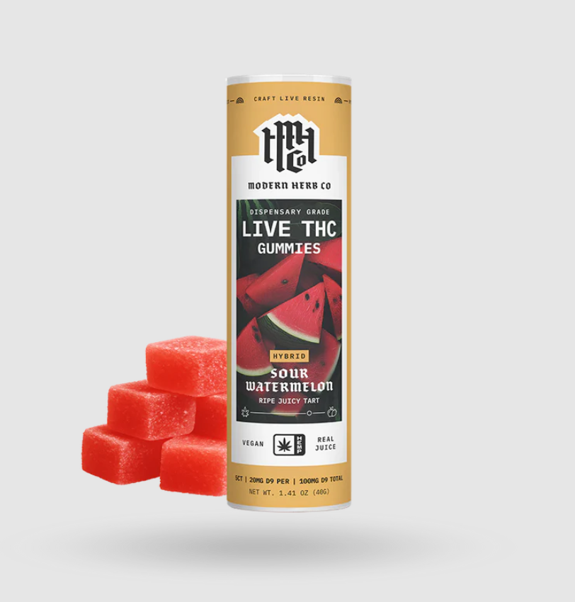 100mg Live Resin D9 THC Gummies: 5 Pack